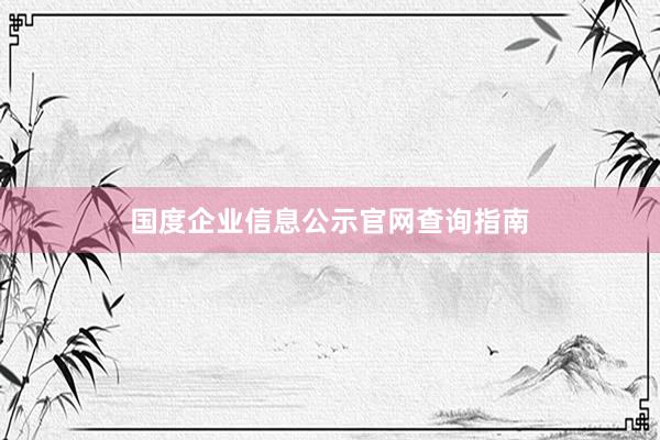 国度企业信息公示官网查询指南